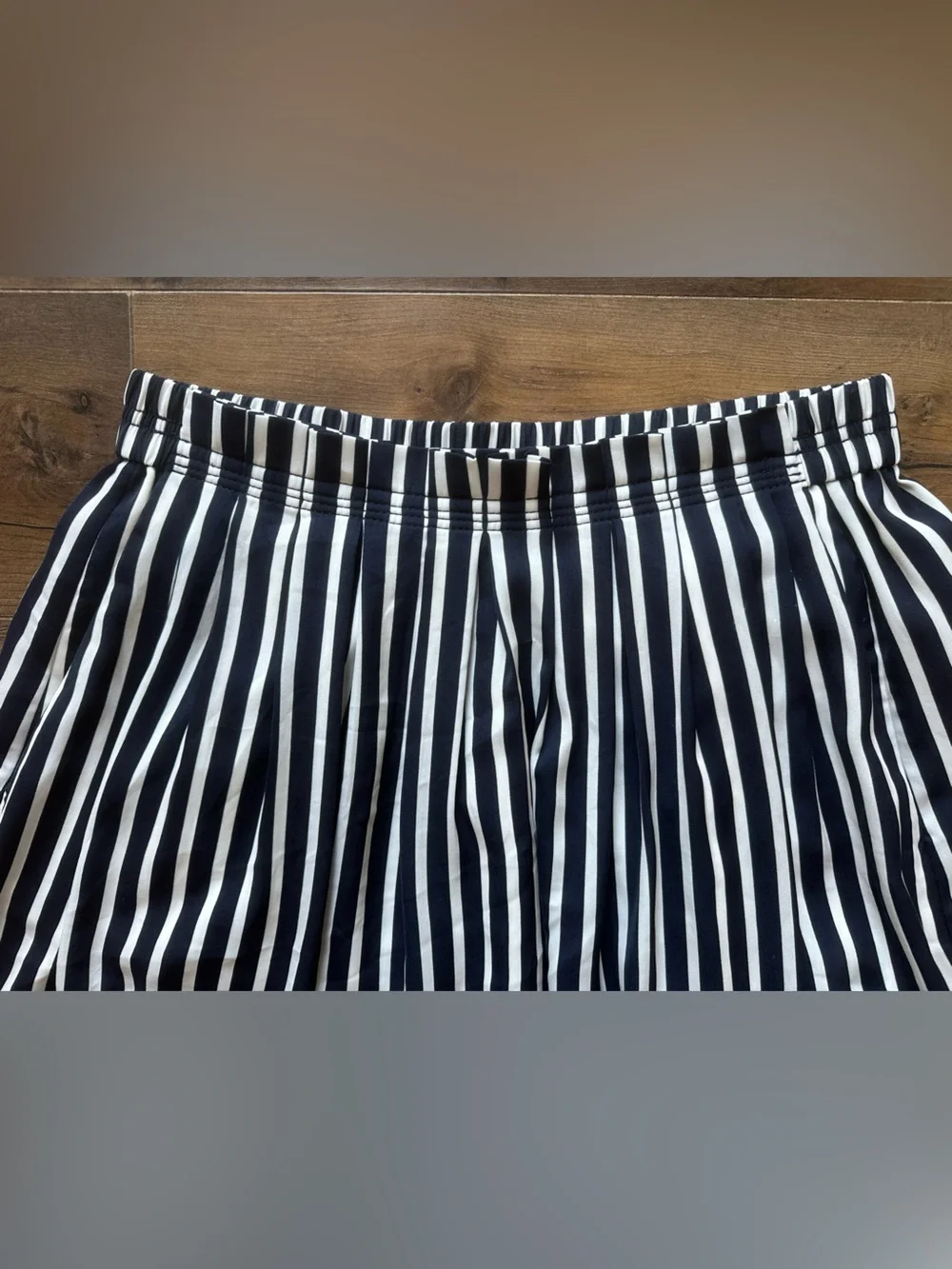 J.Crew Navy White Striped Midi Skirt Size 4 Nautical A-Line Pockets